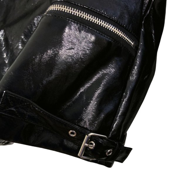 NWT ASOS Shiny Vinyl Black Moto Jacket - Picture 4 of 7